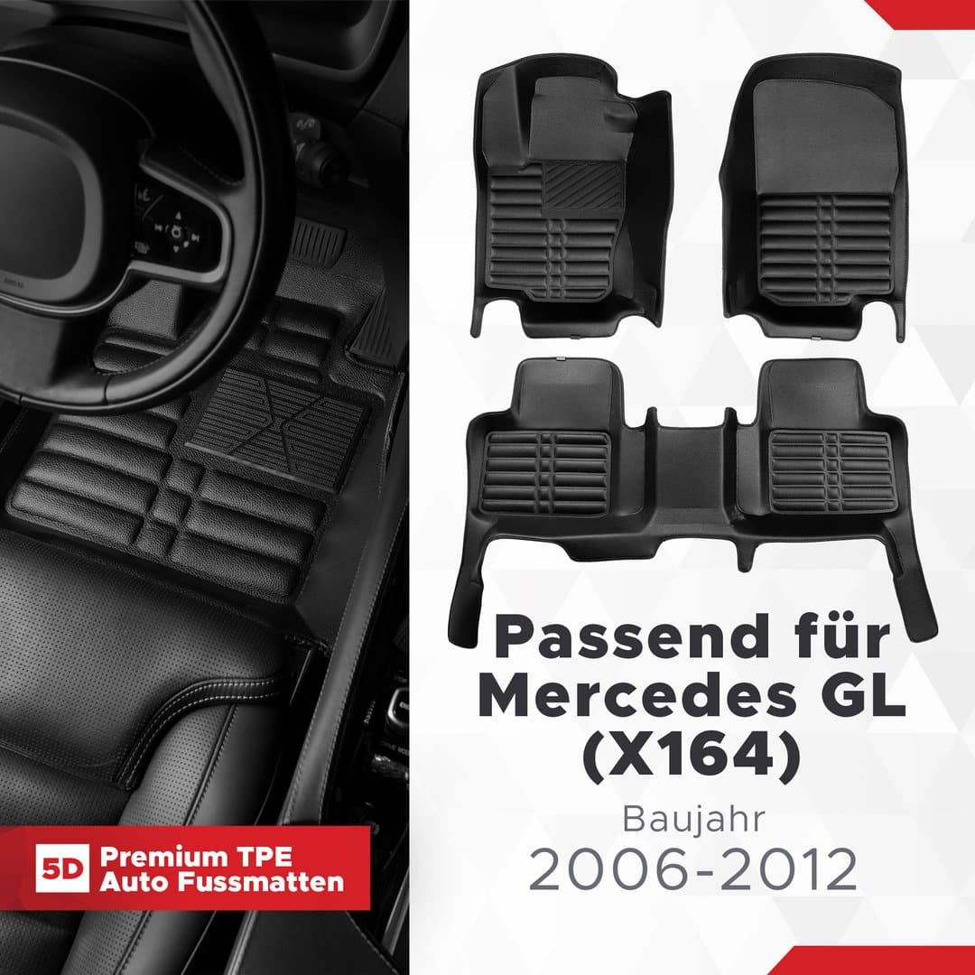 5D Premium Auto Fussmatten TPE Set passend für Mercedes GL (X164) Baujahr 2006-2012