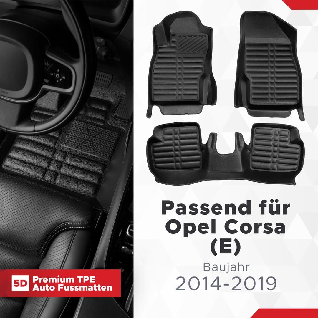 5D Premium Auto Fussmatten TPE Set passend für Opel Corsa (E) Baujahr 2014-2019