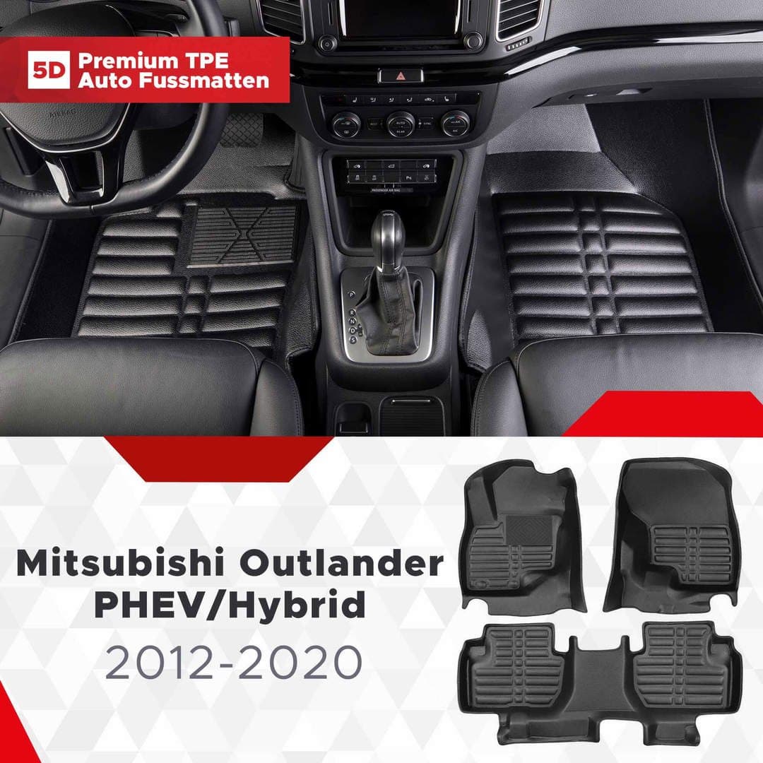 5D Premium Auto Fussmatten TPE Set passend für Mitsubishi Outlander PHEV/Hybrid Baujahr 2012-2020