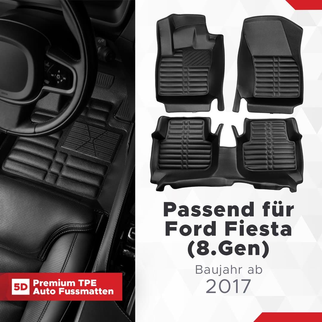 5D Premium Auto Fussmatten TPE Set passend für Ford Fiesta (8.Gen) Baujahr ab 2017