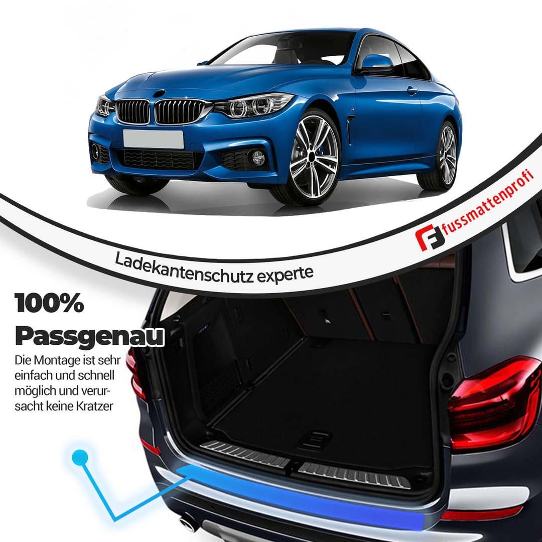Tuningteile Ladekantenschutz Stoßstangenschutz Kompatibel für BMW X3 (F25) Baujahr 2010-2017 aus Edelstahl Chrom mit Abkantun