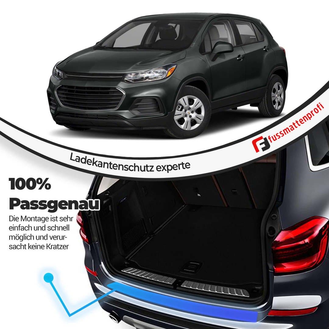 Ladekantenschutz aus Edelstahl Chrom mit Abkantung Kompatibel für Chevrolet Trax Baujahr 2011