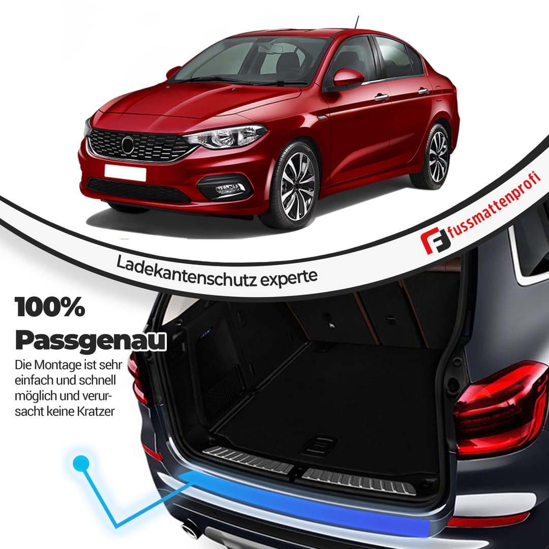 Ladekantenschutz aus Edelstahl Chrom mit Abkantung Kompatibel für Fiat 500/500C Baujahr 2007-2015