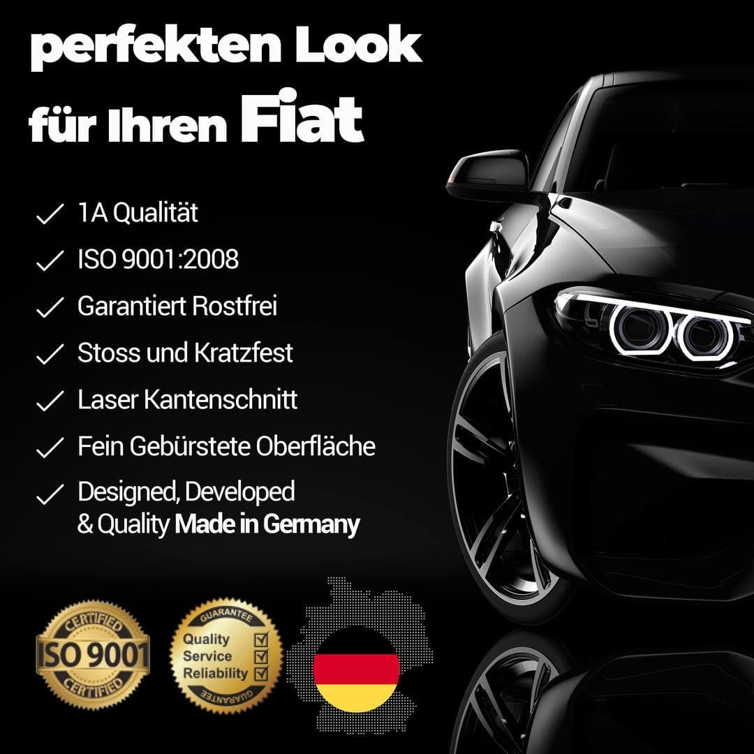 Ladekantenschutz aus Edelstahl Chrom mit Abkantung Kompatibel für Fiat 500/500C Baujahr 2007-2015