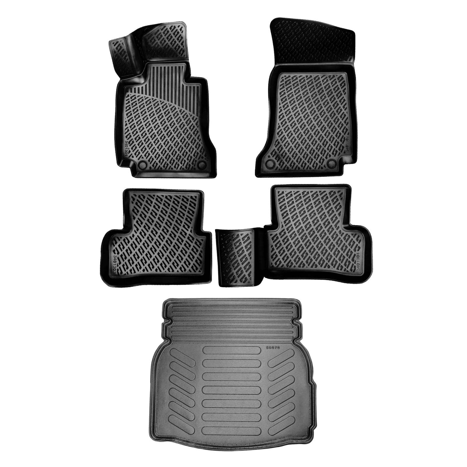 3D Auto Gummimatten & Kofferraumwanne Set für Mercedes C Klasse W205 (Umklappbare Rücksitze) Baujahr 2014-2021