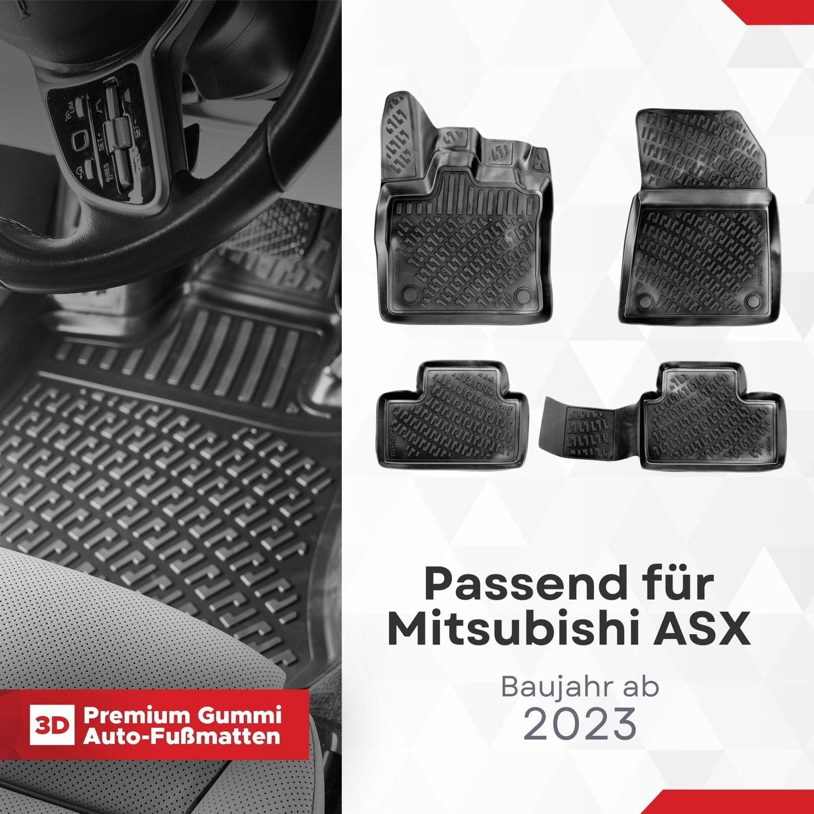 3D Auto Fussmatten Set passend für Mitsubishi ASX Baujahr ab 2023