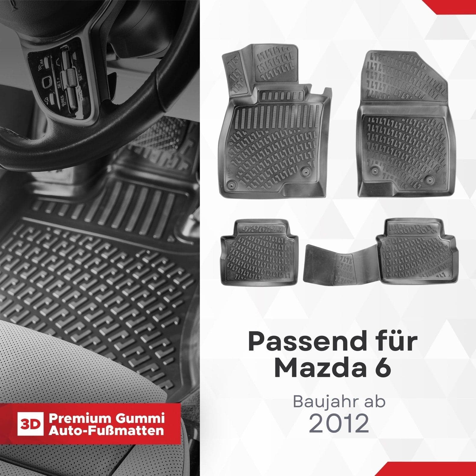 3D Auto Fussmatten Set passend für Mazda 6 Baujahr ab 2012