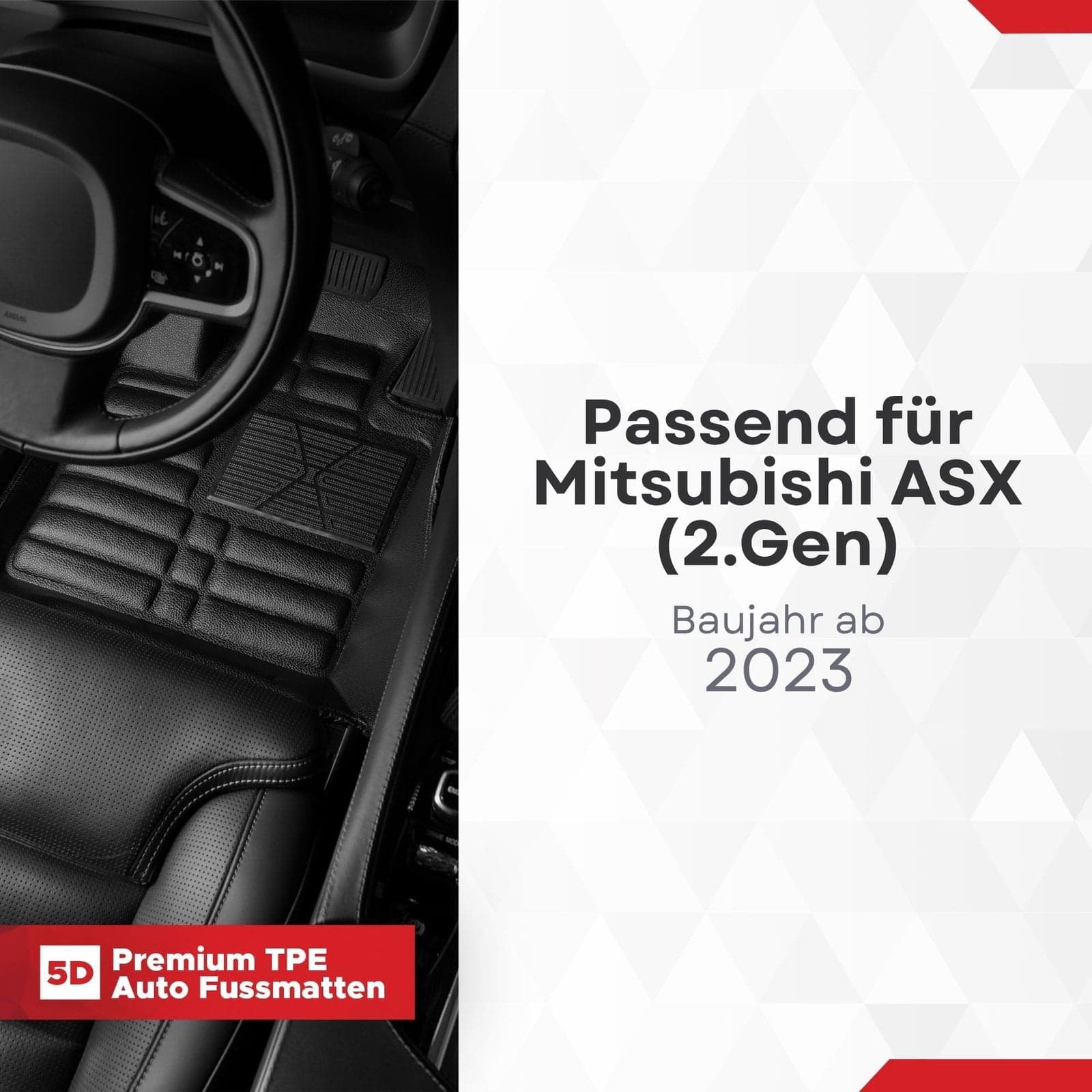 5D Premium Auto Fussmatten TPE Set passend für Mitsubishi ASX (2.Gen) Baujahr ab 2023