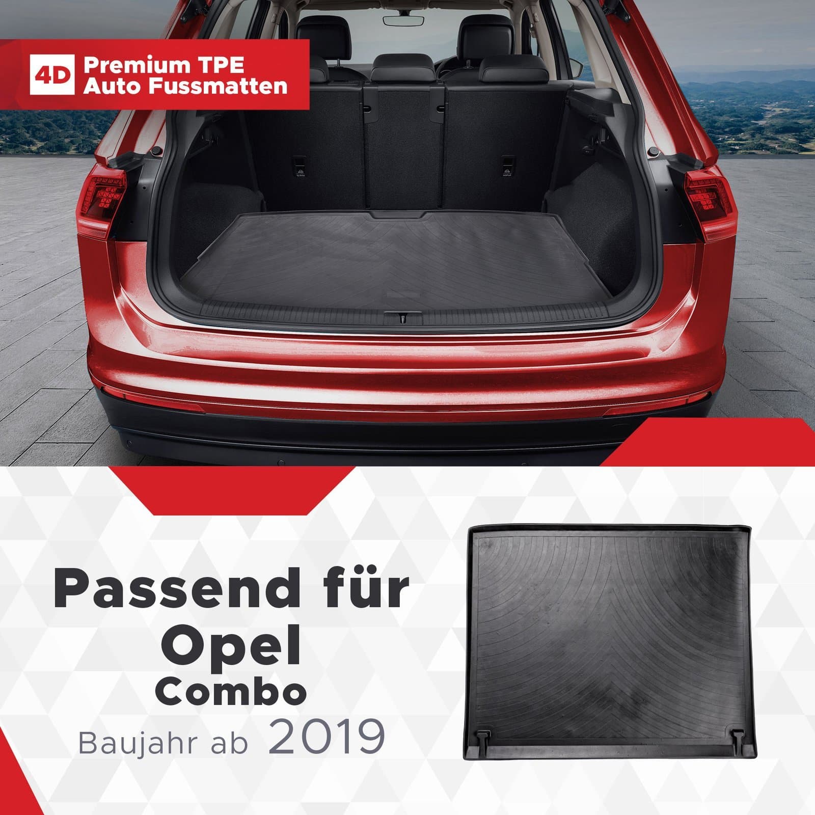 3D Kofferraum Matte passend für Opel Combo ab 2019