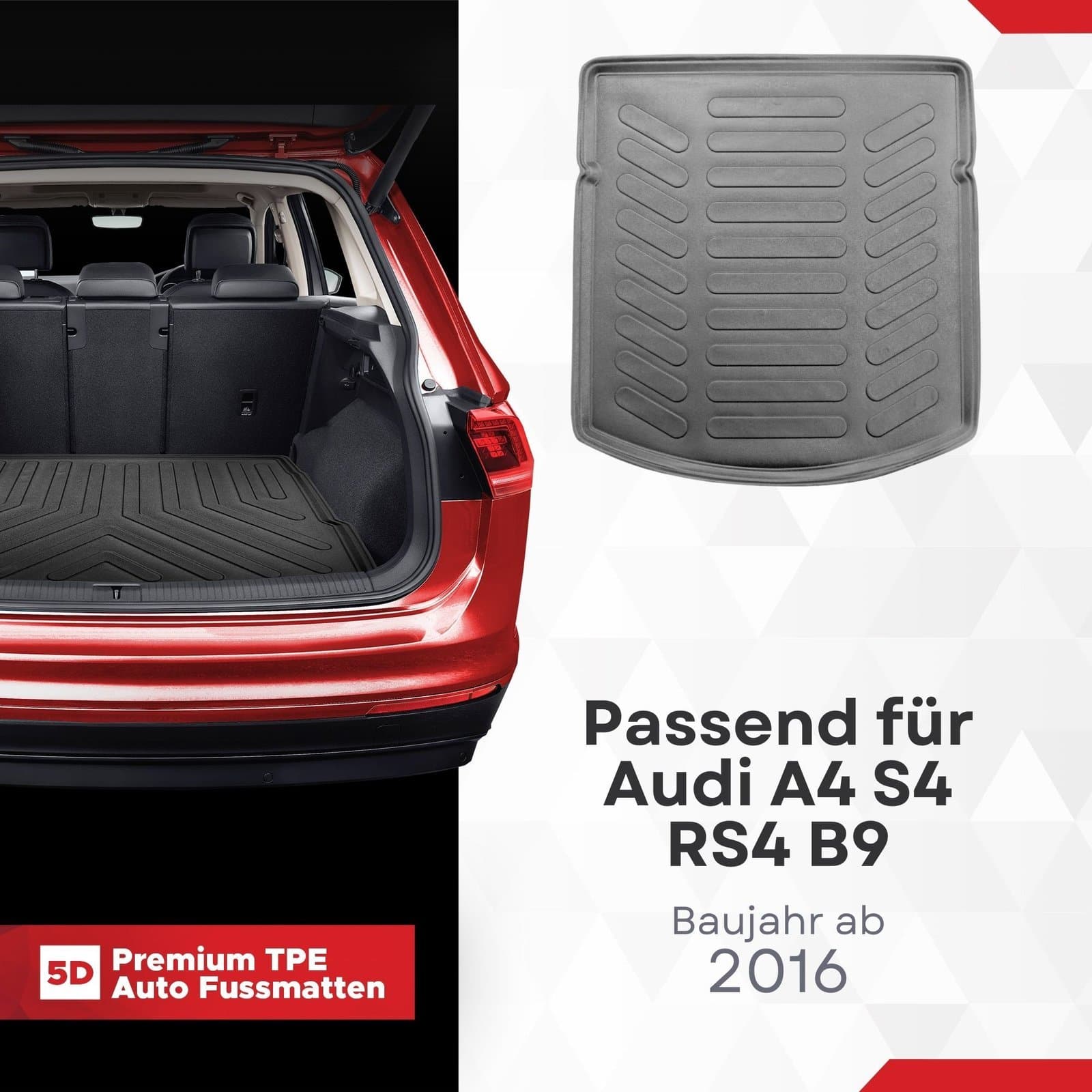 3D Kofferraummatte passend für Audi A4 S4 RS4 B9 Baujahr ab 2016