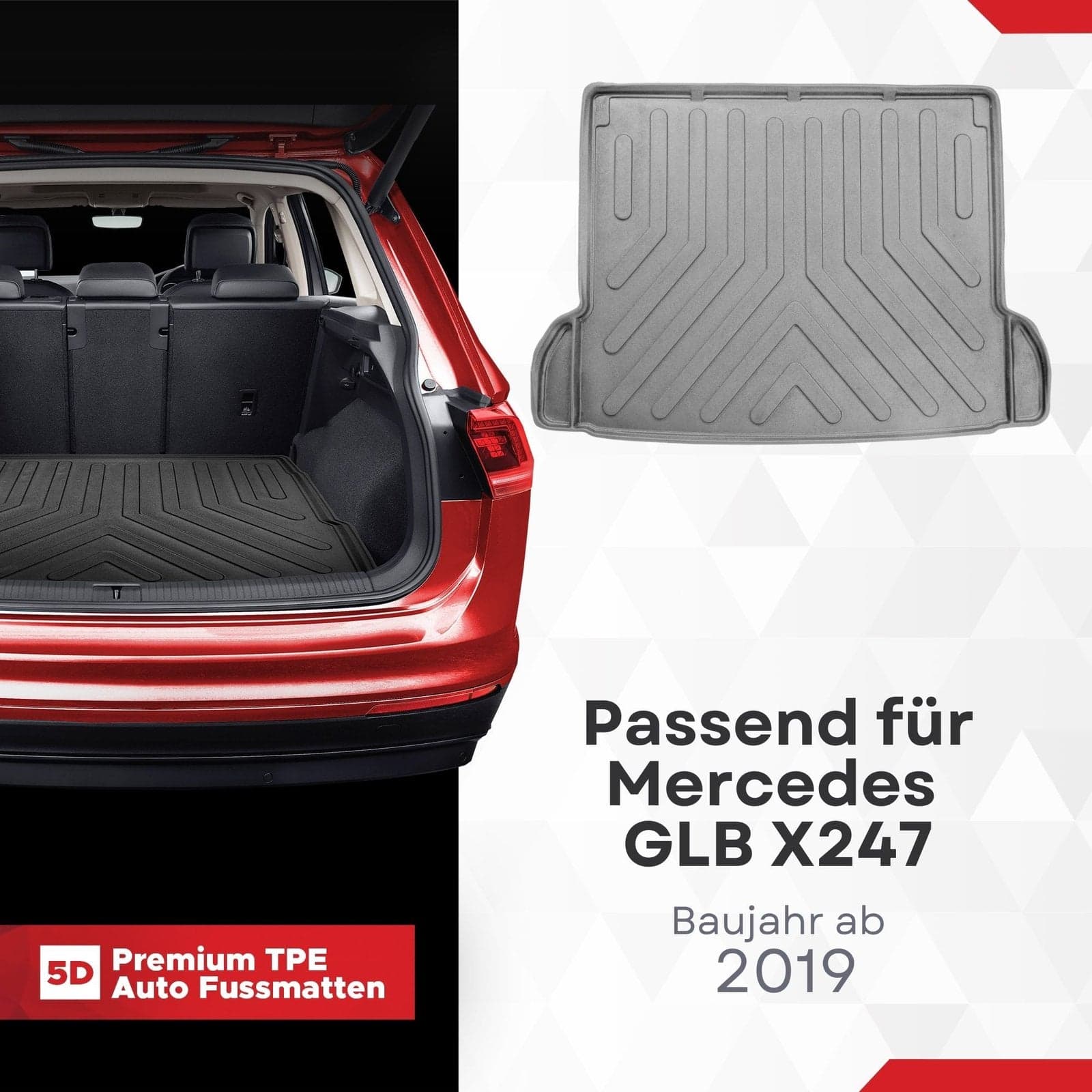 3D Kofferraummatte passend für Mercedes GLB X247 Baujahr ab 2019