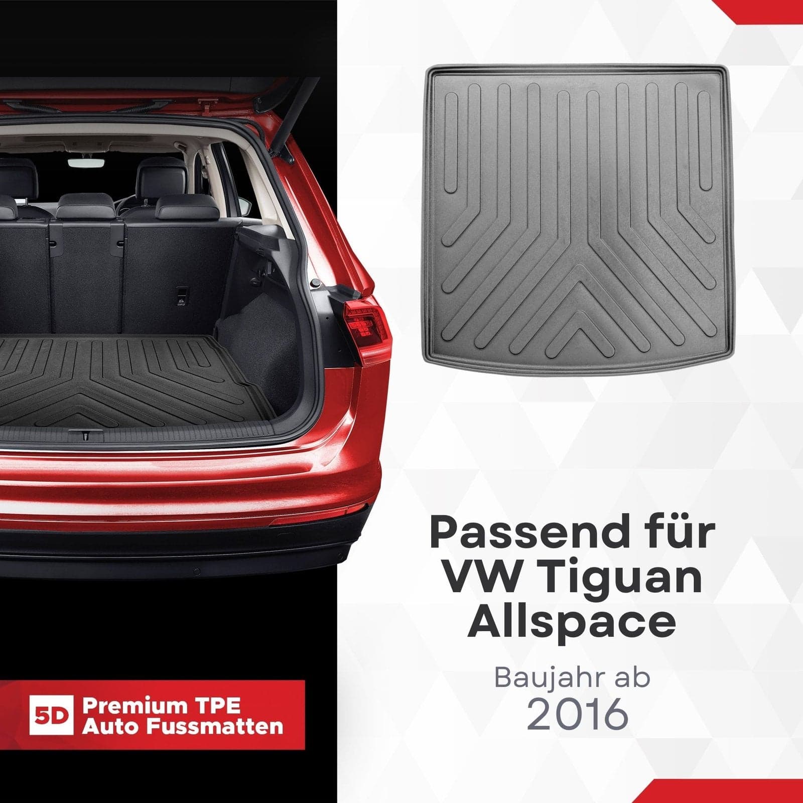 3D Kofferraummatte passend für VW Tiguan ALLSPACE Baujahr ab 2016