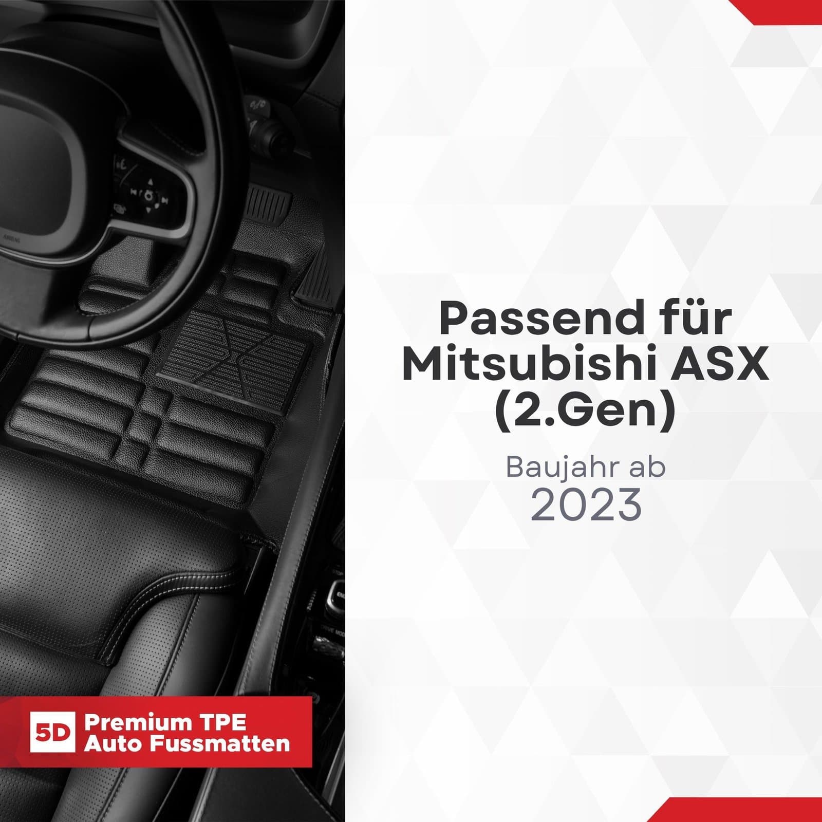 5D Premium Auto Fussmatten TPE Set passend für Mitsubishi ASX (2.Gen) Baujahr ab 2023