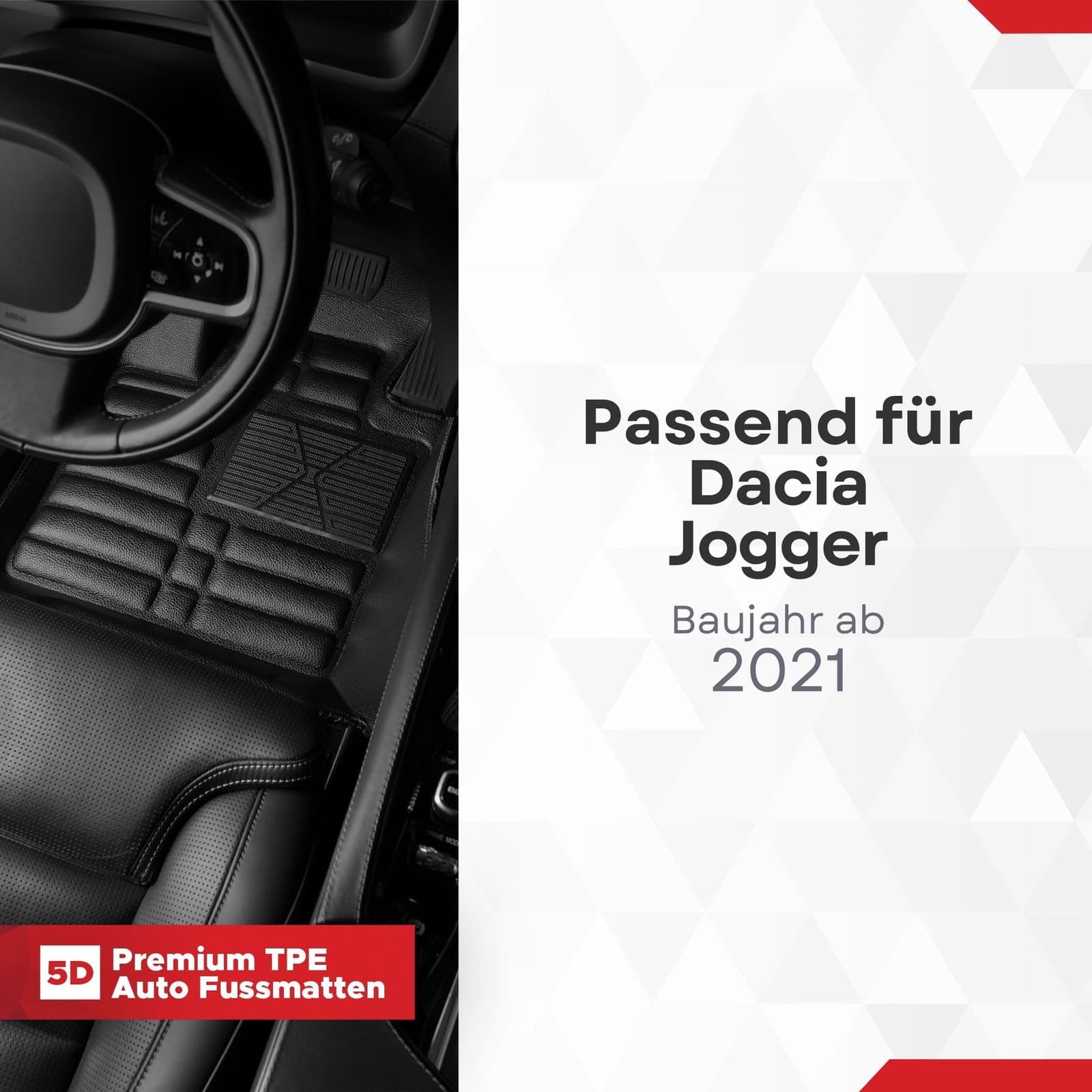 5D Premium Auto Fussmatten TPE Set passend für Dacia JOGGER Baujahr ab 2021