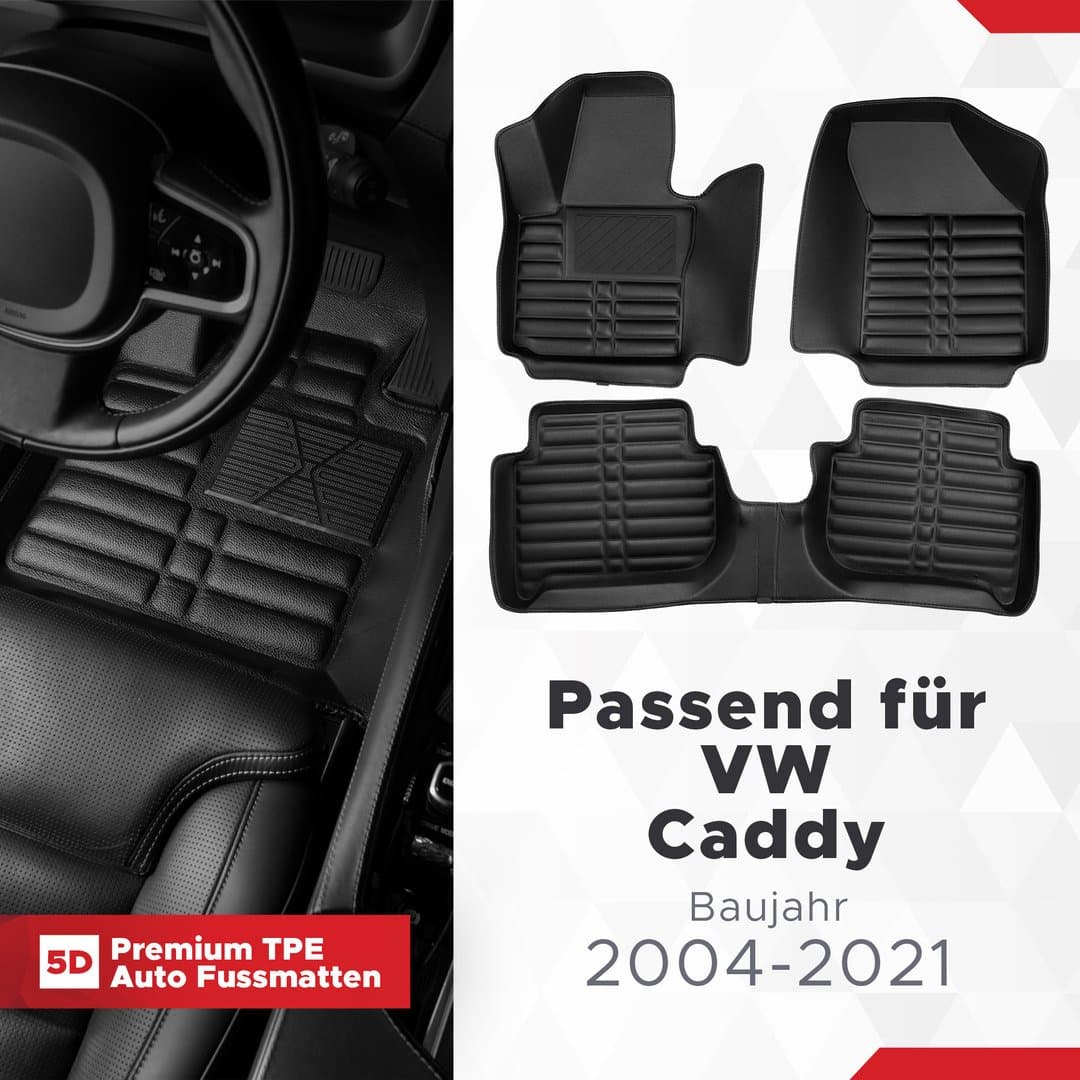 5D Premium Auto Fussmatten TPE Set passend für VW Caddy Baujahr 2004-2021