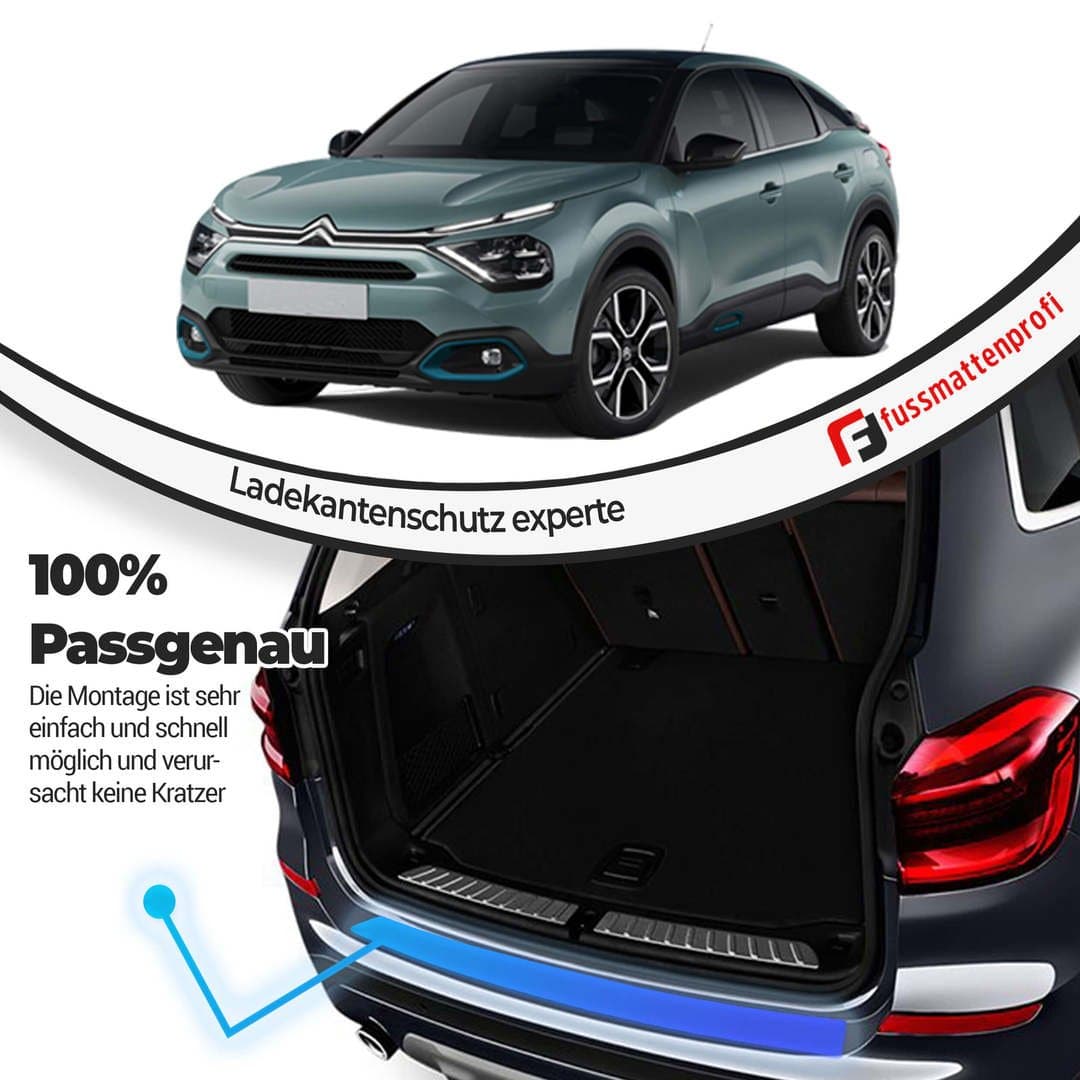 Ladekantenschutz aus Edelstahl Chrom mit Abkantung Kompatibel für Citroen Berlingo (3.Gen) Baujahr ab 2019