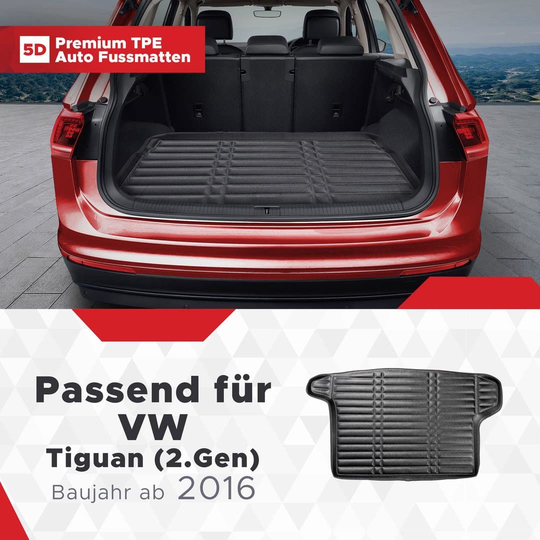 5D Premium Kofferraummatte passend für VW Tiguan (2.Gen) 2016-2023