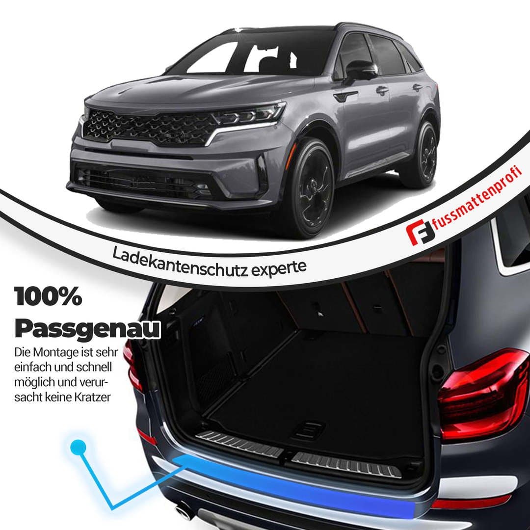 Ladekantenschutz aus Edelstahl Chrom mit Abkantung Passend für Kia Sportage (4.Gen) Baujahr ab 2016