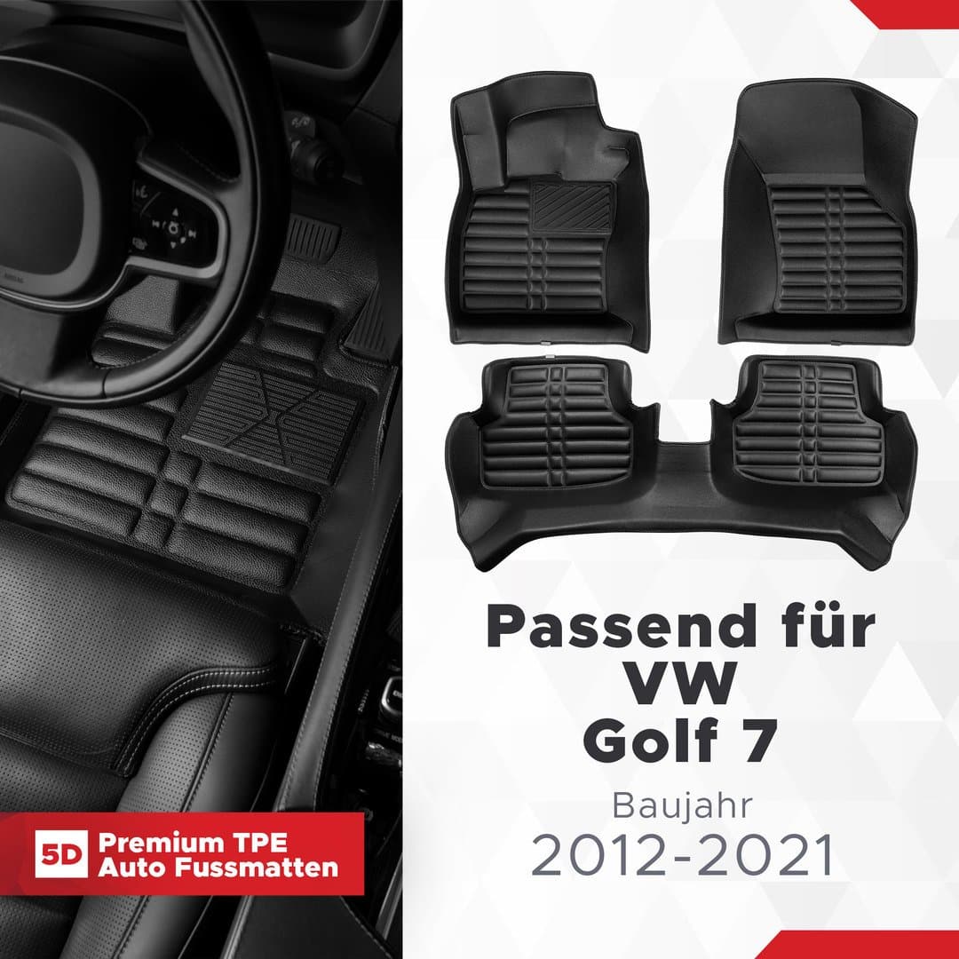5D Premium Auto Fussmatten TPE Set passend für VW Golf 7 Baujahr 2012-2021
