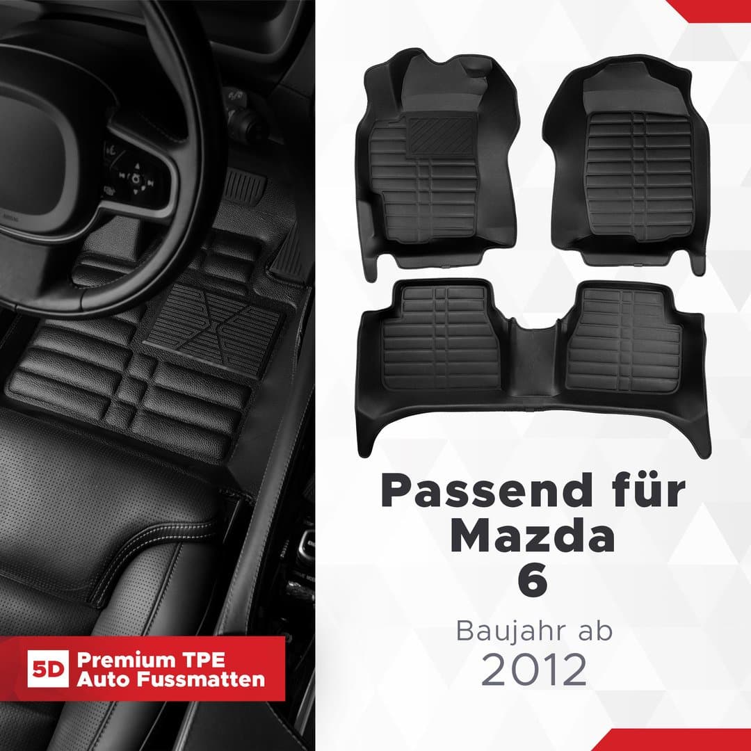 5D Premium Auto Fussmatten TPE Set passend für Mazda 6 Baujahr ab 2012