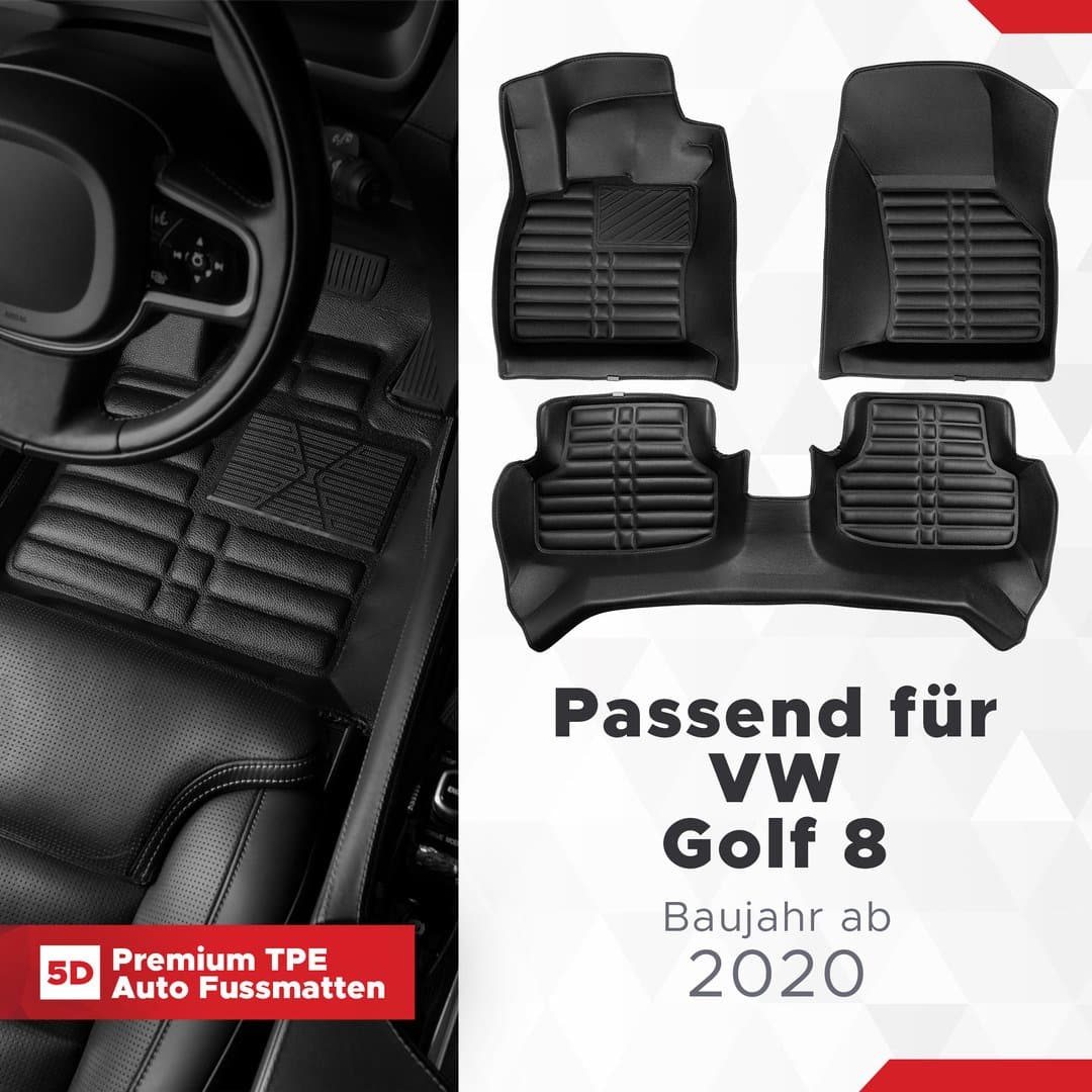 5D Premium Auto Fussmatten TPE Set Passend für VW Golf 8 Baujahr ab 2020