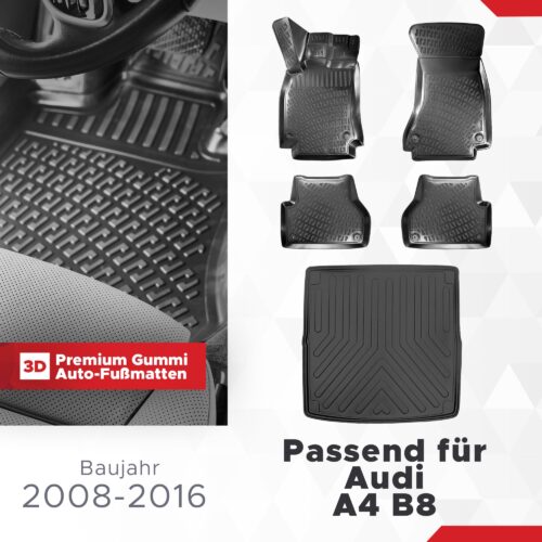 Audi A4 (B8) 2008–2016 – Fussmatten- und Kofferraumset 3D