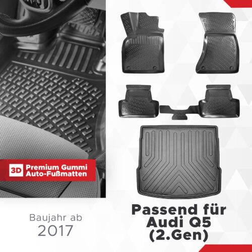 Audi Q5 (2. Gen) (FY) 2017–2025 – Fussmatten- und Kofferraumset 3D
