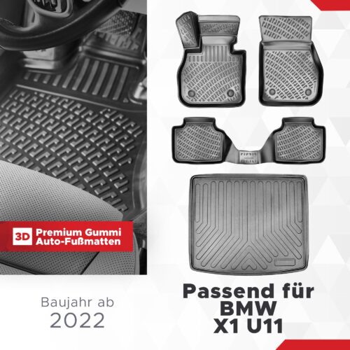 BMW X1 (U11) (Oberer Ladeboden) ab 2022 – Fussmatten- und Kofferraumset 3D