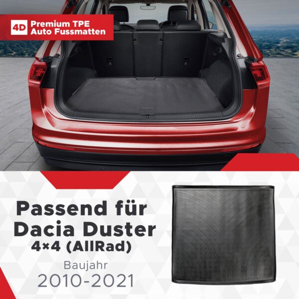 Dacia Duster 4x4 2010–2021 – Kofferraummatte 3D Dacia Duster 4x4 2010–2021 – Kofferraummatte 3D