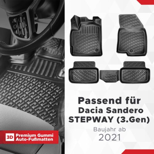 dacia-sandero-stepway-prestige-extreme-expressions-iii-3-gen-ab-2021-fussmatten-3d-1 Dacia Sandero Stepway Prestige/Extreme/Expressions III (3. Gen) ab 2021 – Fussmatten 3D