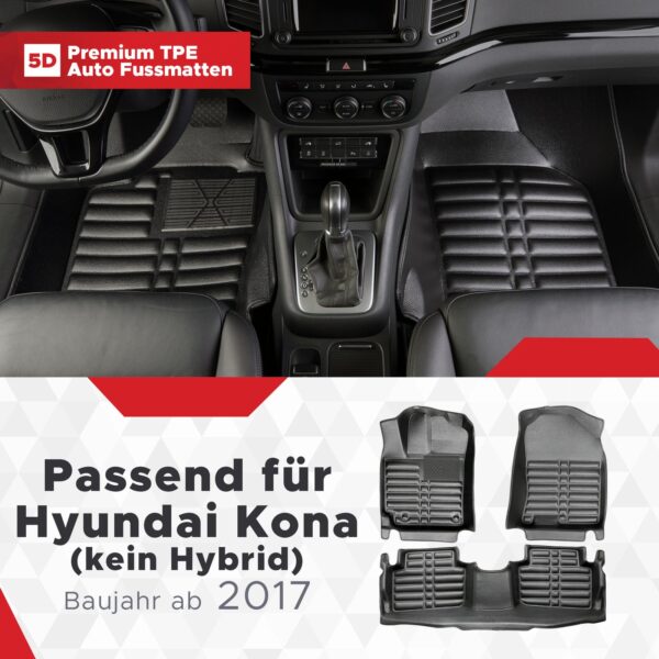 Hyundai Kona (Benzin) (Kein Hybrid) ab 2017 – Fussmatten 5D