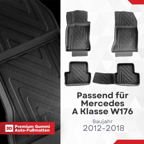 Mercedes A-Klasse (W176) 2012–2018 – Fussmatten 3D Carbon-Optik