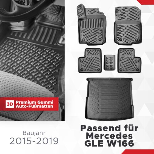 Mercedes GLE (W166) 2015–2019 – Fussmatten- und Kofferraumset 3D