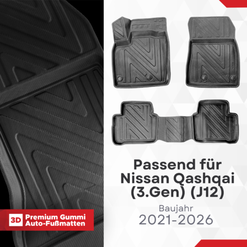 Nissan Qashqai III (3. Gen) (J12) ab 2021 – Fussmatten 3D Carbon-Optik
