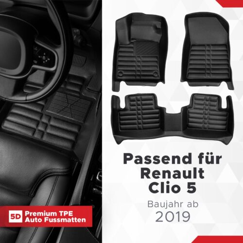 renault-clio-5-ab-2019-fussmatten-5d-1 Renault Clio 5 ab 2019 – Fussmatten 5D
