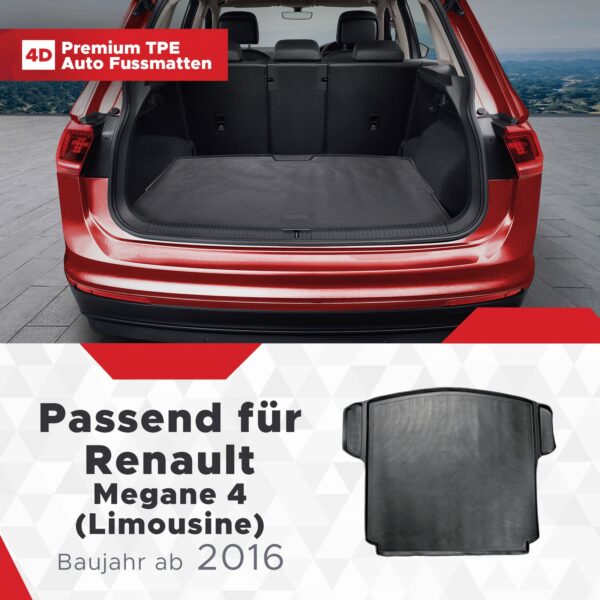 Renault Megane (4. Gen) Limousine ab 2016 – Kofferraummatte 3D Renault Megane (4. Gen) Limousine ab 2016 – Kofferraummatte 3D