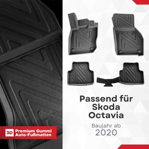 Skoda Octavia ab 2020 – Fussmatten 3D Carbon-Optik