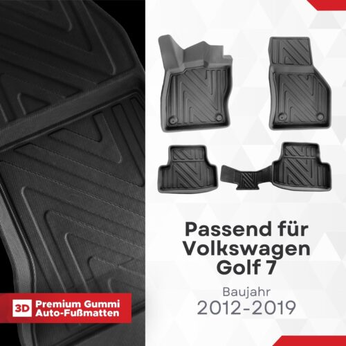 VW Golf 7 2012–2019 – Fussmatten 3D Carbon-Optik